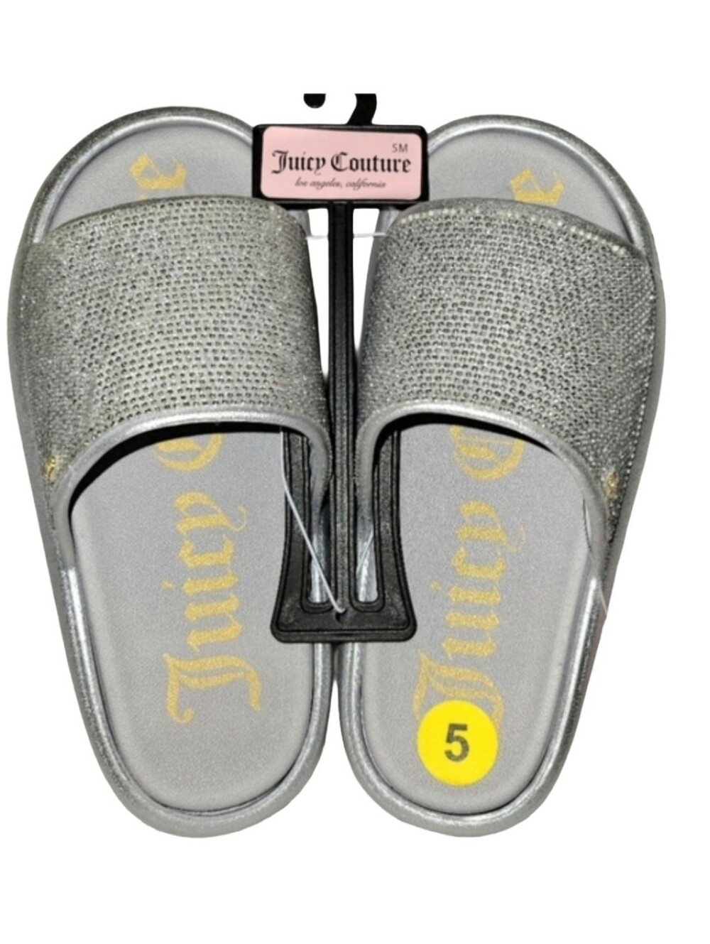 Juicy Couture Silver Waves Bling Platform Slides Sandals Size 5